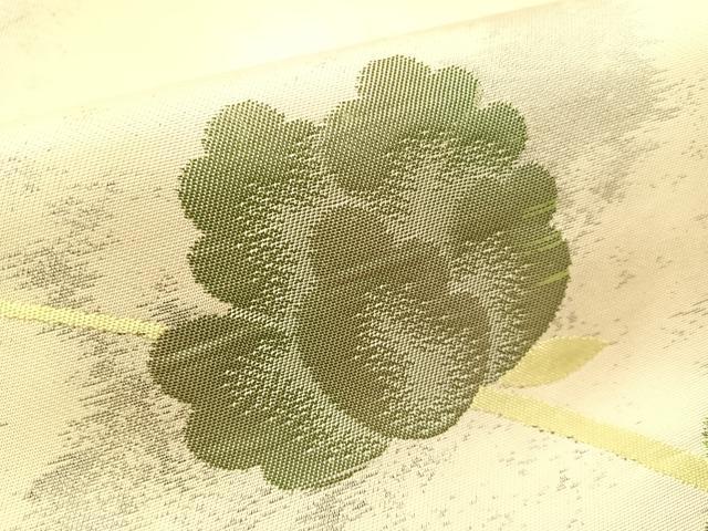 平和屋着物●九寸名古屋帯　草花文　銀糸　正絹　逸品　CABJ7352vp