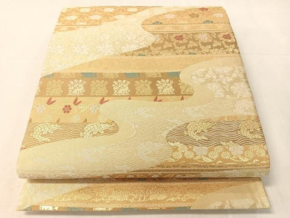 平和屋着物●六通柄袋帯　紹巴　名物裂　金糸　正絹　逸品　CABJ7356vp
