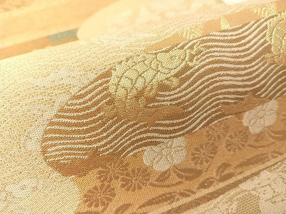 平和屋着物●六通柄袋帯　紹巴　名物裂　金糸　正絹　逸品　CABJ7356vp
