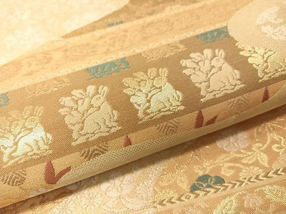 平和屋着物●六通柄袋帯　紹巴　名物裂　金糸　正絹　逸品　CABJ7356vp