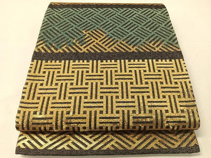 平和屋着物●四代目　いがらし屋　全通柄袋帯　モール　横段吉祥文　金糸　正絹　逸品　未使用　CABJ7357vp
