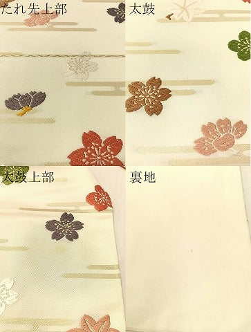 平和屋着物●九寸名古屋帯　唐織　霞舞桜　金糸　正絹　逸品　CABJ7360vp