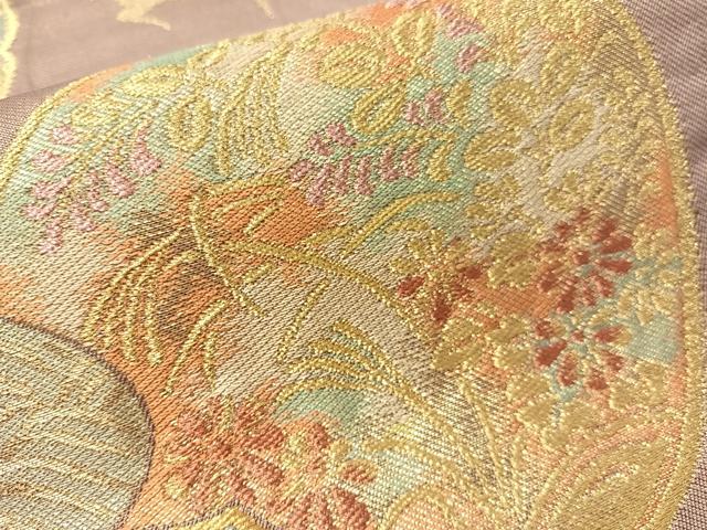 平和屋着物●西陣　川島織物　六通柄　本袋帯　鏡裏花鳥文　金銀糸　正絹　逸品　CABJ7361vp