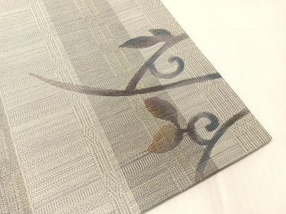 平和屋着物●太鼓柄袋帯　葡萄唐草文　銀通し地　正絹　逸品　未使用　CABJ7364vp