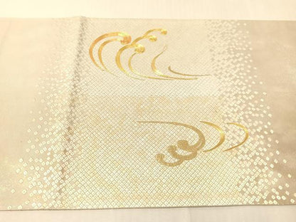 平和屋着物●太鼓柄袋帯　総刺繍　駒刺繍　立波文　金糸　正絹　逸品　CABJ7365vp