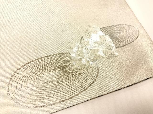 平和屋着物●国際的伝統工芸作家 十二代・藤林徳扇 苑寿 両面 全通柄袋帯 駒刺繍 綴れ ワンポイント 枯山水 銀糸 逸品 未使用 CABJ7369vp