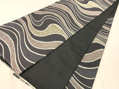 平和屋着物●六通柄袋帯　流水文　金糸　正絹　逸品　CABJ7370vp