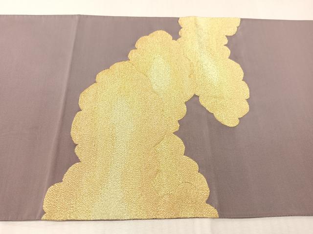 平和屋着物●爪掻き本綴れ　太鼓柄袋帯　雲取り霞文　金銀糸　正絹　逸品　CABJ7371vp