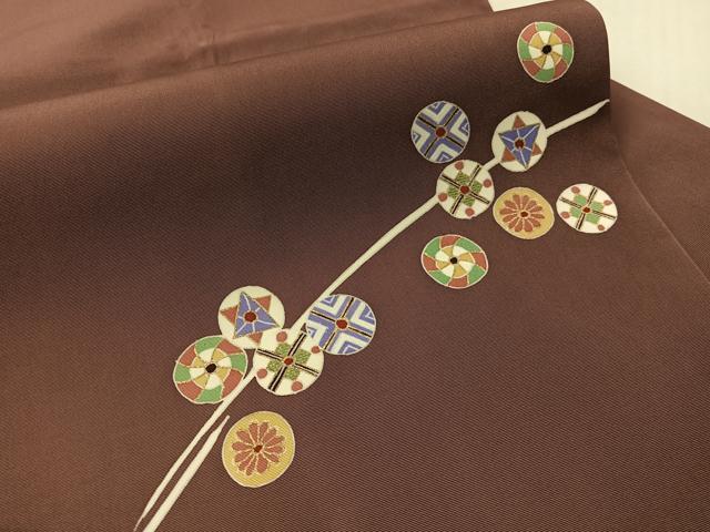 平和屋着物●塩瀬　九寸名古屋帯　刺繍　吉祥丸文　金彩　正絹　逸品　CABJ7381vp