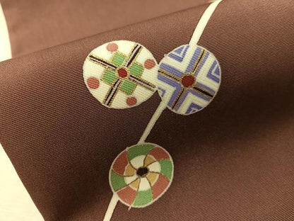 平和屋着物●塩瀬　九寸名古屋帯　刺繍　吉祥丸文　金彩　正絹　逸品　CABJ7381vp