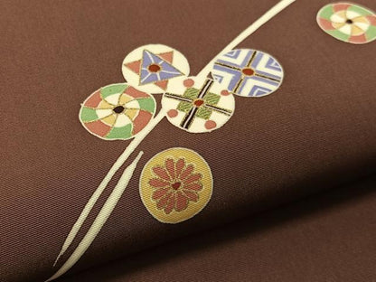 平和屋着物●塩瀬　九寸名古屋帯　刺繍　吉祥丸文　金彩　正絹　逸品　CABJ7381vp