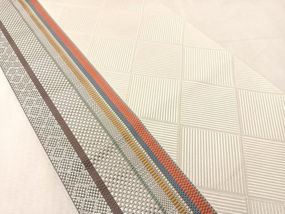 平和屋着物●本場筑前博多織　八寸名古屋帯　間道　正絹　逸品　未使用　CABJ7382vp