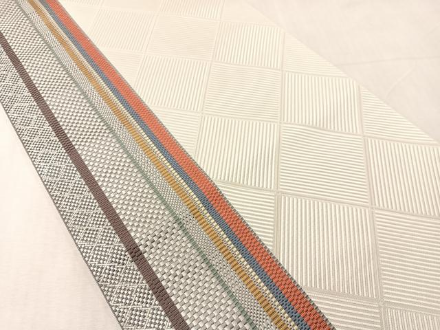 平和屋着物●本場筑前博多織　八寸名古屋帯　間道　正絹　逸品　未使用　CABJ7382vp