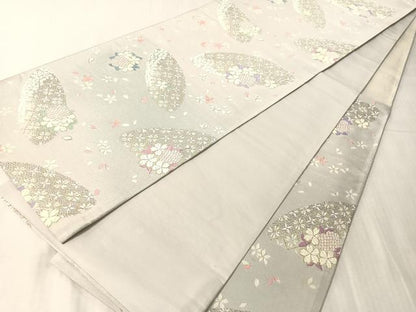 平和屋着物●六通柄袋帯　唐織　花四季譜　金糸　正絹　逸品　CABJ7383vp