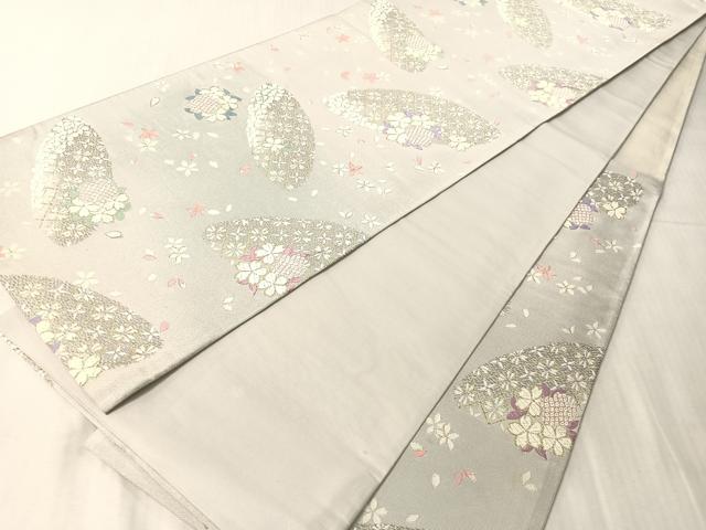 平和屋着物●六通柄袋帯　唐織　花四季譜　金糸　正絹　逸品　CABJ7383vp