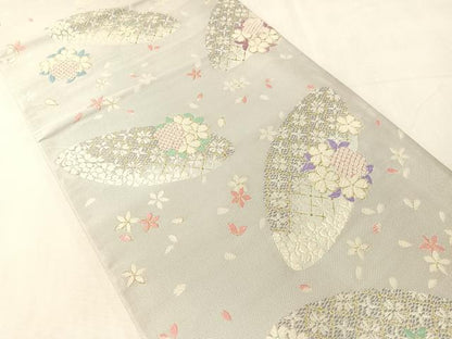 平和屋着物●六通柄袋帯　唐織　花四季譜　金糸　正絹　逸品　CABJ7383vp