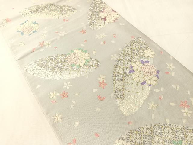 平和屋着物●六通柄袋帯　唐織　花四季譜　金糸　正絹　逸品　CABJ7383vp