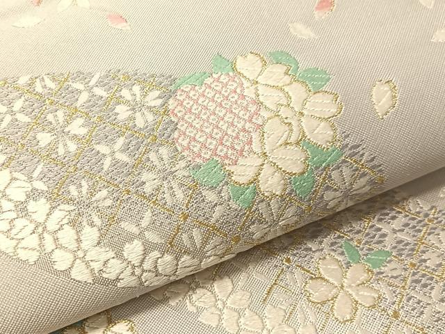平和屋着物●六通柄袋帯　唐織　花四季譜　金糸　正絹　逸品　CABJ7383vp