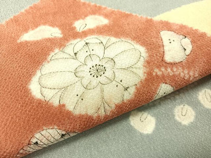 平和屋着物●九寸名古屋帯　辻が花　手描き　絞り　鬼しぼ縮緬　正絹　逸品　CABJ7384vp