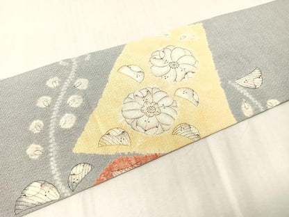 平和屋着物●九寸名古屋帯　辻が花　手描き　絞り　鬼しぼ縮緬　正絹　逸品　CABJ7384vp