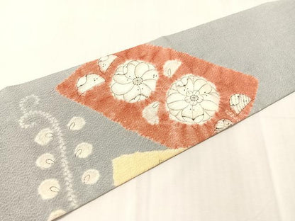 平和屋着物●九寸名古屋帯　辻が花　手描き　絞り　鬼しぼ縮緬　正絹　逸品　CABJ7384vp