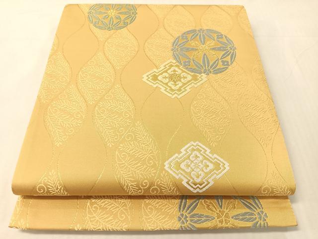 平和屋着物●六通柄袋帯　唐織　立涌花丸文　金糸　正絹　逸品　未使用　CABJ7386vp