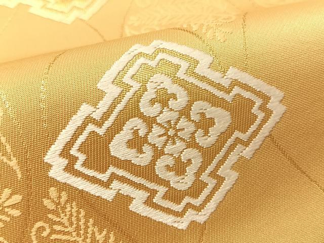 平和屋着物●六通柄袋帯　唐織　立涌花丸文　金糸　正絹　逸品　未使用　CABJ7386vp