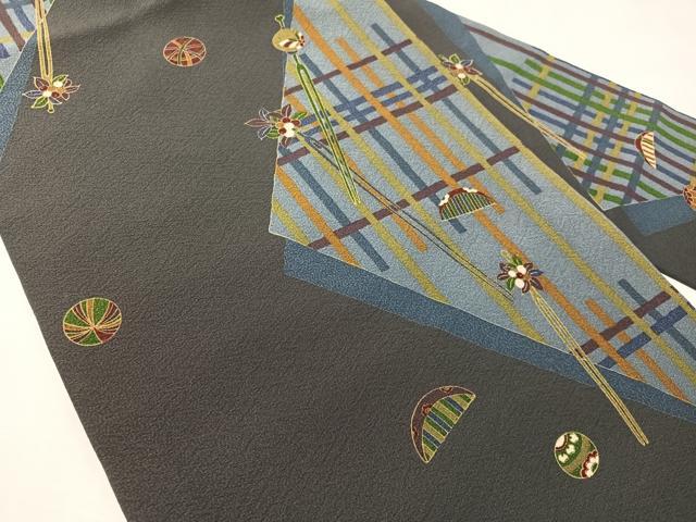 平和屋着物●全通柄　九寸名古屋帯　花簪　櫛　金彩　正絹　逸品　CABJ7389vp