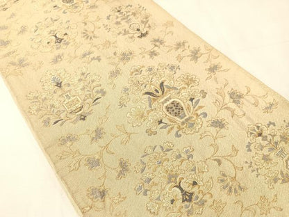 平和屋着物●六通柄袋帯　綴れ　更紗陶器文　金糸　正絹　逸品　CABJ7393vp