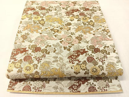 平和屋着物●アンティーク　大正ロマン　六通柄京袋帯　狛犬　金糸　正絹　逸品　CABJ7394vp