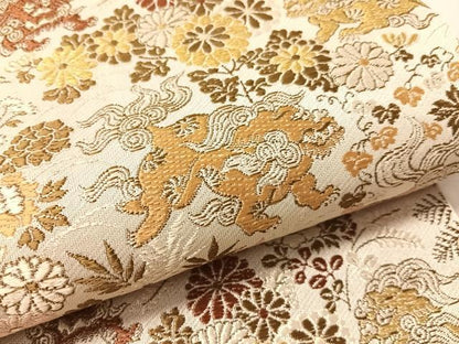 平和屋着物●アンティーク　大正ロマン　六通柄京袋帯　狛犬　金糸　正絹　逸品　CABJ7394vp