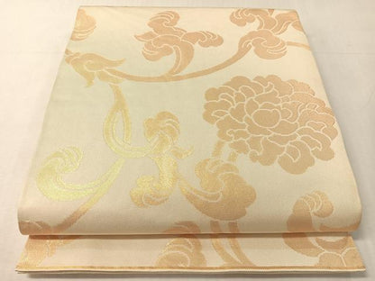 平和屋着物●織物一筋名門　織悦　全通柄　本袋帯　花唐草文　金糸　正絹　逸品　CABJ7395vp