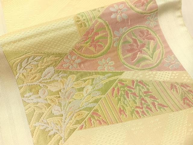平和屋着物●本場筑前博多織　八寸名古屋帯　切嵌花間道　証紙付き　正絹　逸品　CABJ7398vp