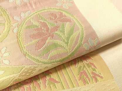 平和屋着物●本場筑前博多織　八寸名古屋帯　切嵌花間道　証紙付き　正絹　逸品　CABJ7398vp