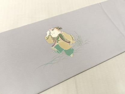 平和屋着物●塩瀬　友禅　九寸名古屋帯　作家物　唐子遊び　正絹　逸品　CABJ7400vp