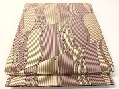 平和屋着物●両面　六通柄袋帯　幾何学文様　正絹　逸品　CABJ7402vp