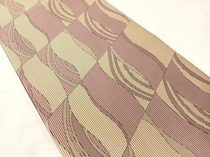 平和屋着物●両面　六通柄袋帯　幾何学文様　正絹　逸品　CABJ7402vp