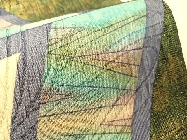 平和屋着物●博多織　鵬翔　全通柄袋帯　纐纈　幾何学文様　金彩　正絹　逸品　CABJ7409vp