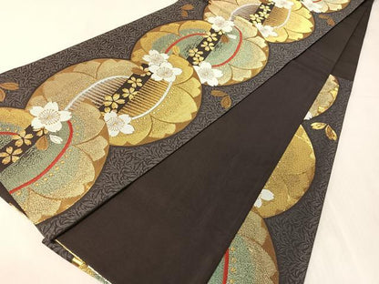 平和屋着物●六通柄袋帯　舞桜　金糸　正絹　逸品　CABJ7410vp