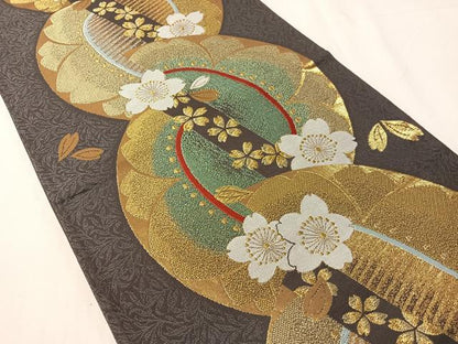 平和屋着物●六通柄袋帯　舞桜　金糸　正絹　逸品　CABJ7410vp
