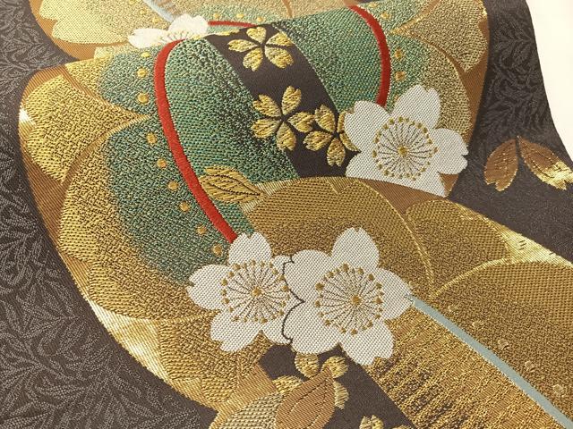 平和屋着物●六通柄袋帯　舞桜　金糸　正絹　逸品　CABJ7410vp