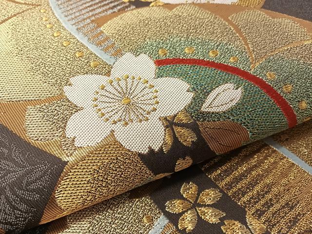 平和屋着物●六通柄袋帯　舞桜　金糸　正絹　逸品　CABJ7410vp