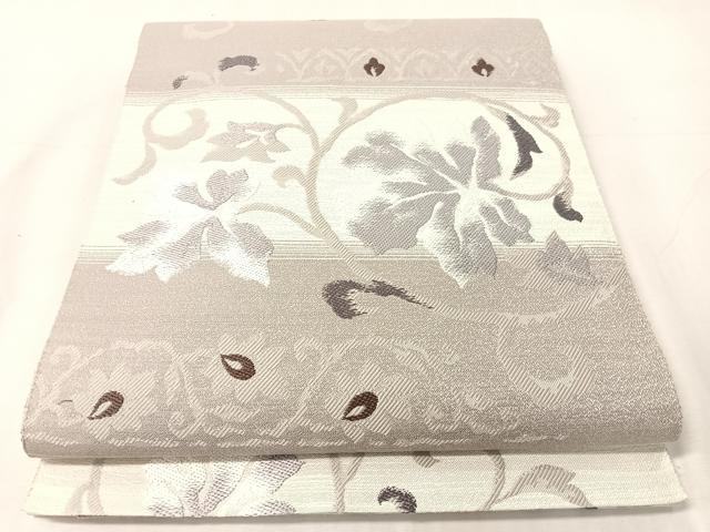 平和屋着物●西陣　弥栄織物謹製　八寸名古屋帯　花唐草文　証紙付き　正絹　逸品　CABJ7412vp