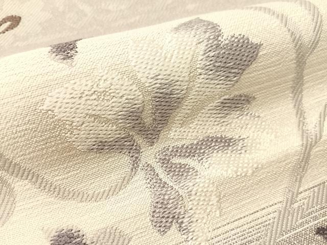 平和屋着物●西陣　弥栄織物謹製　八寸名古屋帯　花唐草文　証紙付き　正絹　逸品　CABJ7412vp