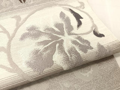 平和屋着物●西陣　弥栄織物謹製　八寸名古屋帯　花唐草文　証紙付き　正絹　逸品　CABJ7412vp