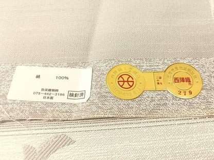 平和屋着物●西陣　弥栄織物謹製　八寸名古屋帯　花唐草文　証紙付き　正絹　逸品　CABJ7412vp
