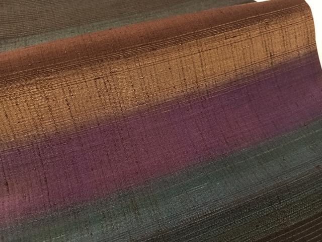 平和屋着物●全通柄袋帯　紬地　横段文　正絹　逸品　未使用　CABJ7418vp