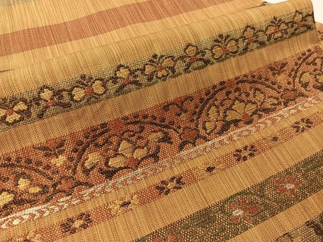 平和屋着物●九寸名古屋帯　横段更紗文　金糸　正絹　逸品　CABJ7419vp