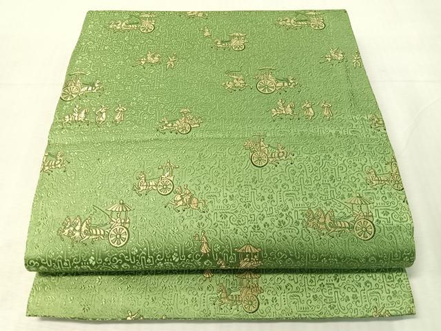 平和屋着物●丸帯　西洋人物風景文　正絹　逸品　CABJ7422vp