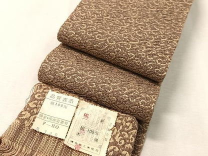 平和屋着物●男性　本場筑前博多織　角帯　唐草文　証紙付き　正絹　逸品　CABJ7428vp